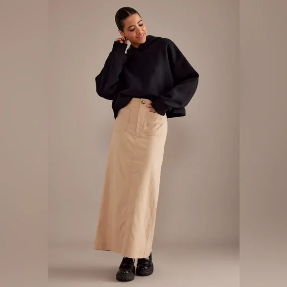 Anthropologie Maeve The Colette Maxi Skirt  Tan Size Small - Picture 5 of 12